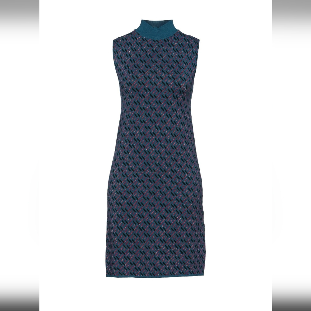 KAOS Blue & Pink Sleeveless Mockneck Knit Dress